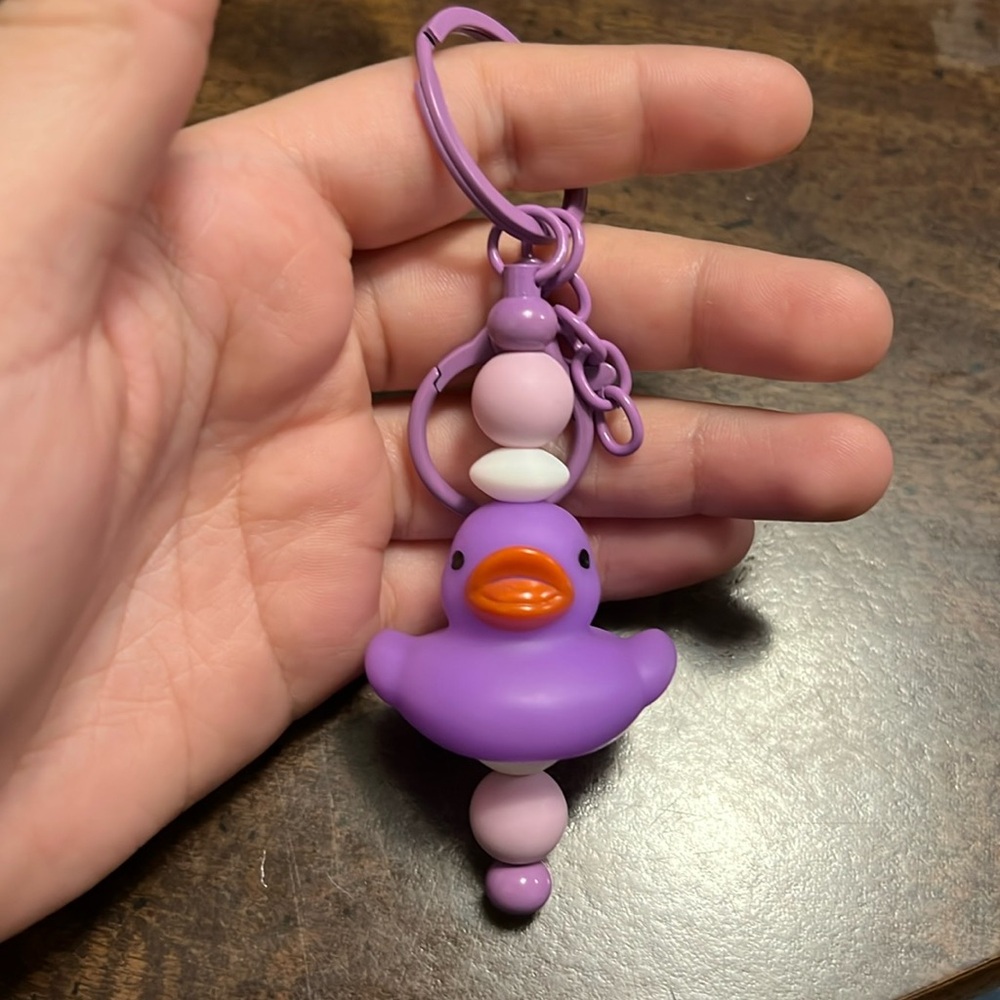 HandMade Purple Rubber Duck Keychain